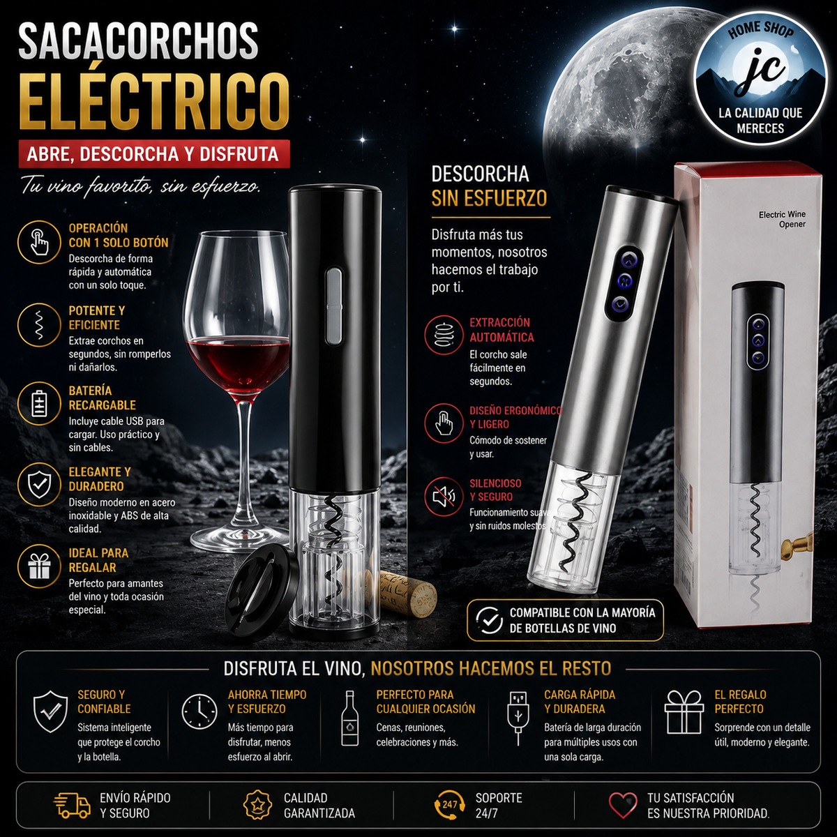 SET DESTAPADOR DE VINO ELECTRICO