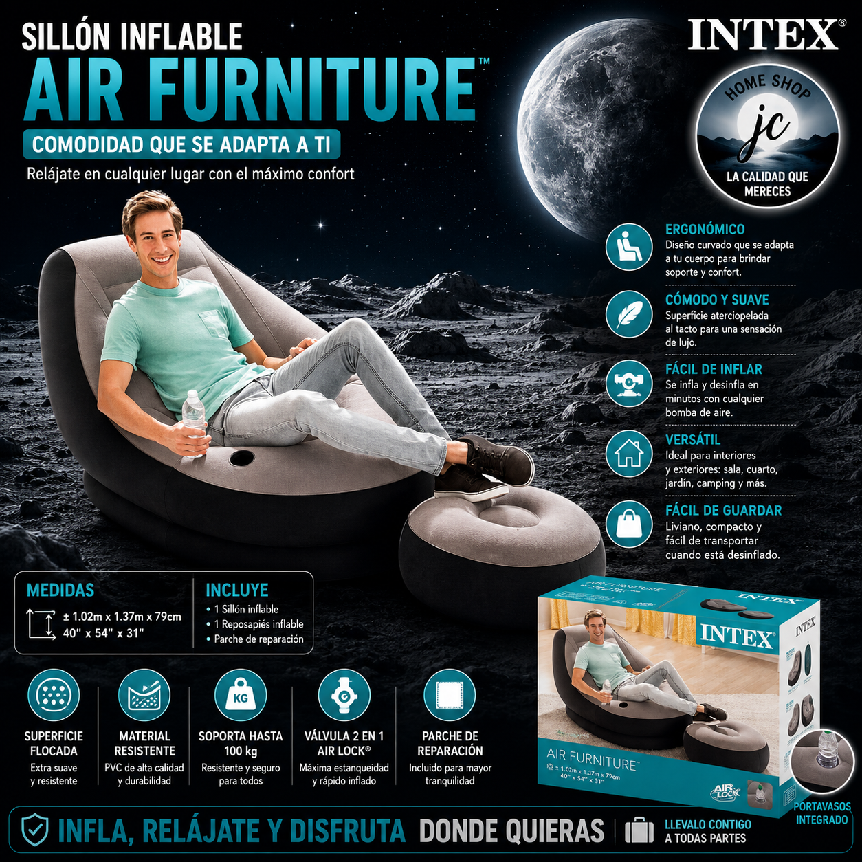 SILLON Y REPOSAPIÉS INFLABLE INTEX