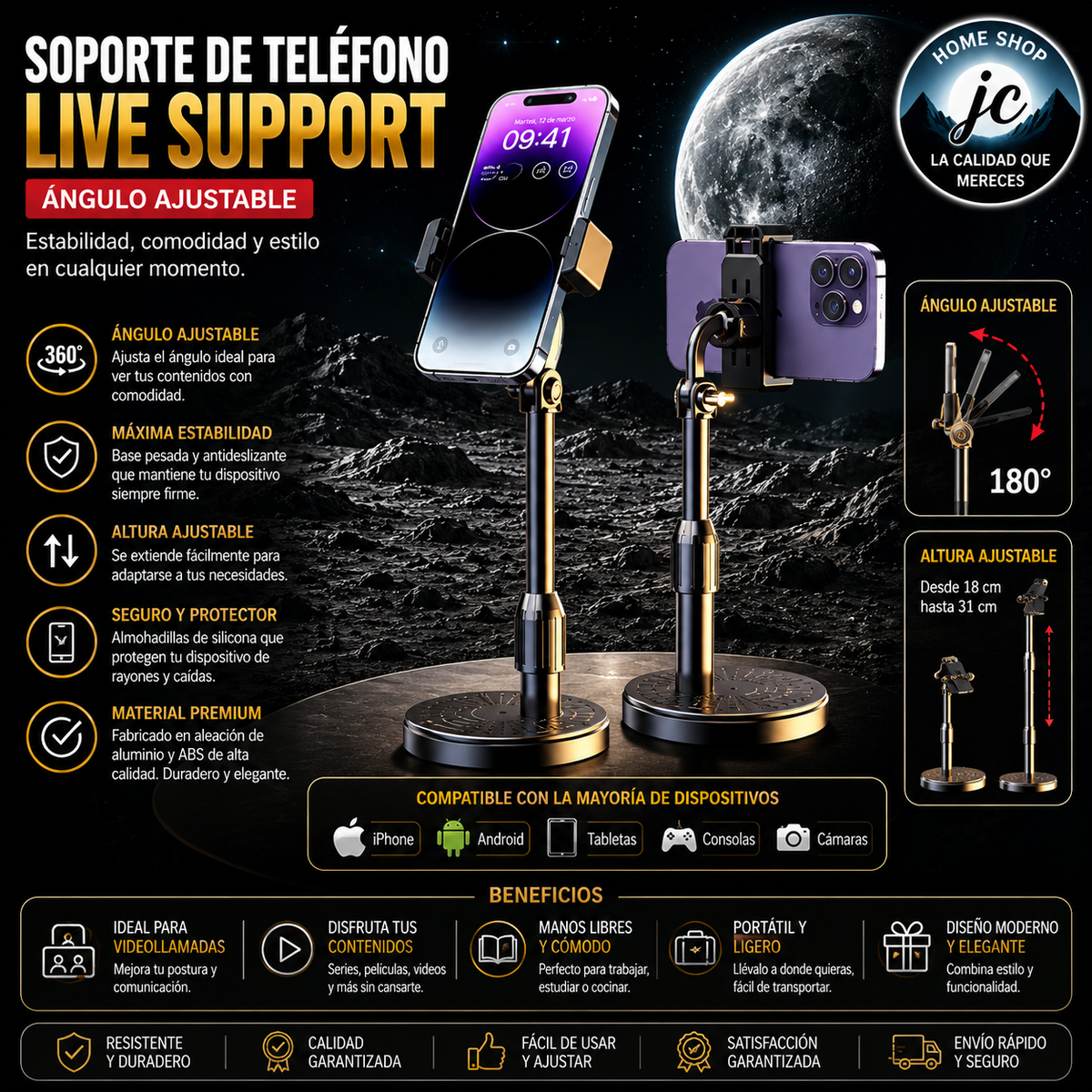 SOPORTE DE PISO, PARA TABLET Y TELEFONO TRIPODE