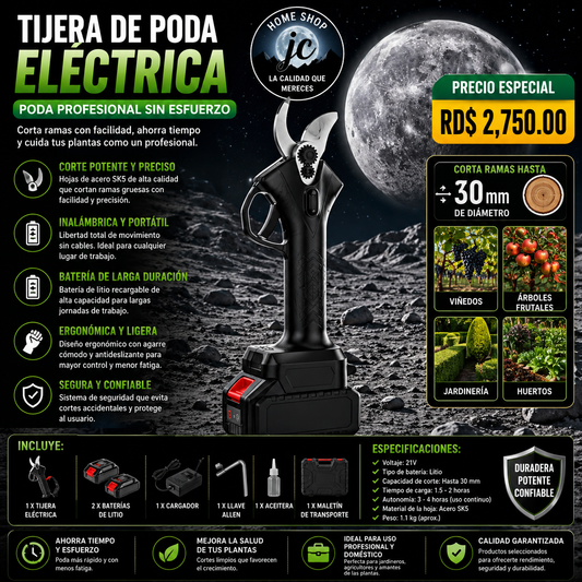 TIJERA DE PODAR ELÉCTRICA RECARGABLE