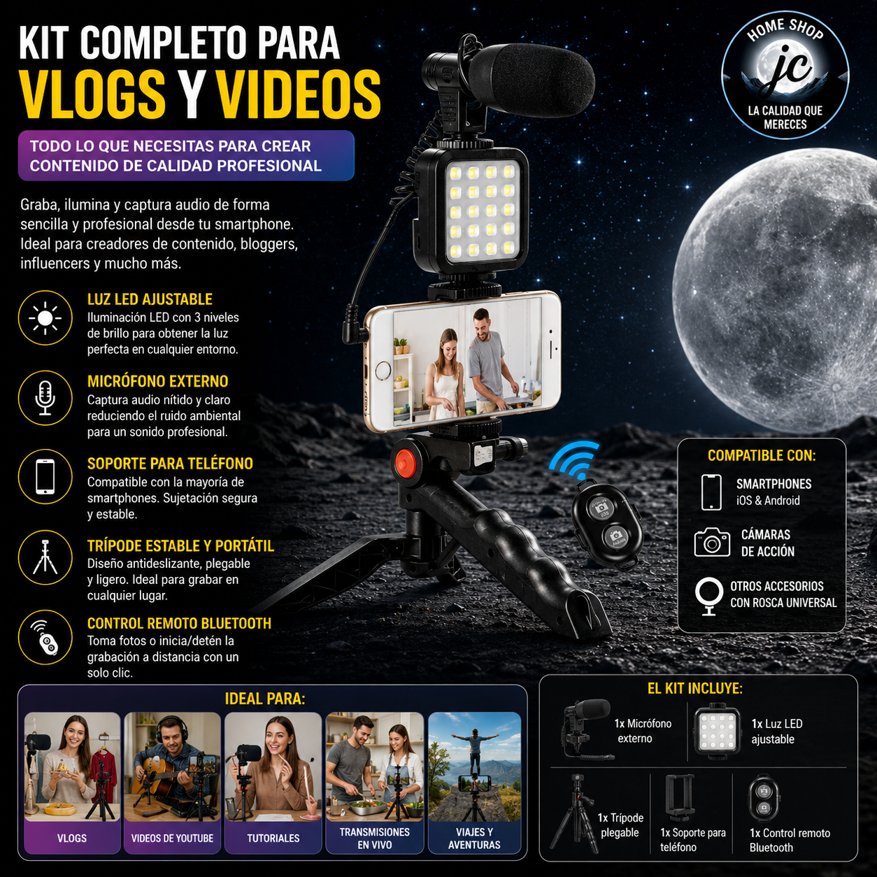 VIDEO MAKING KIT PARA GRABACION CON MICROFONO CON BASE