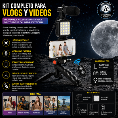 VIDEO MAKING KIT PARA GRABACION CON MICROFONO CON BASE