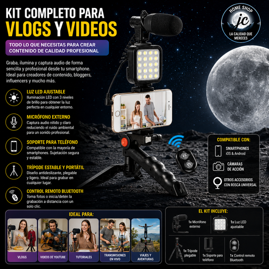 VIDEO MAKING KIT PARA GRABACION CON MICROFONO CON BASE