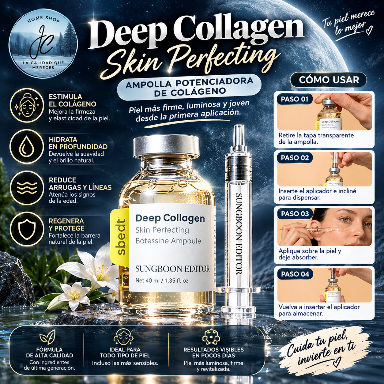 SUNGBOON EDITOR GLOW PDRN AMPOLLA, VITAMINA B12, PIEL RADIANTE, 1.35 fl oz