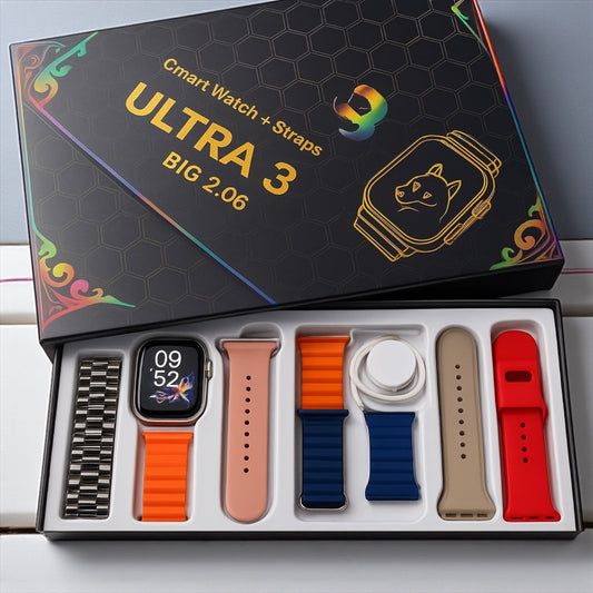 RELOJ SMARTWATCH ULTRA 3 + 7 CORREAS