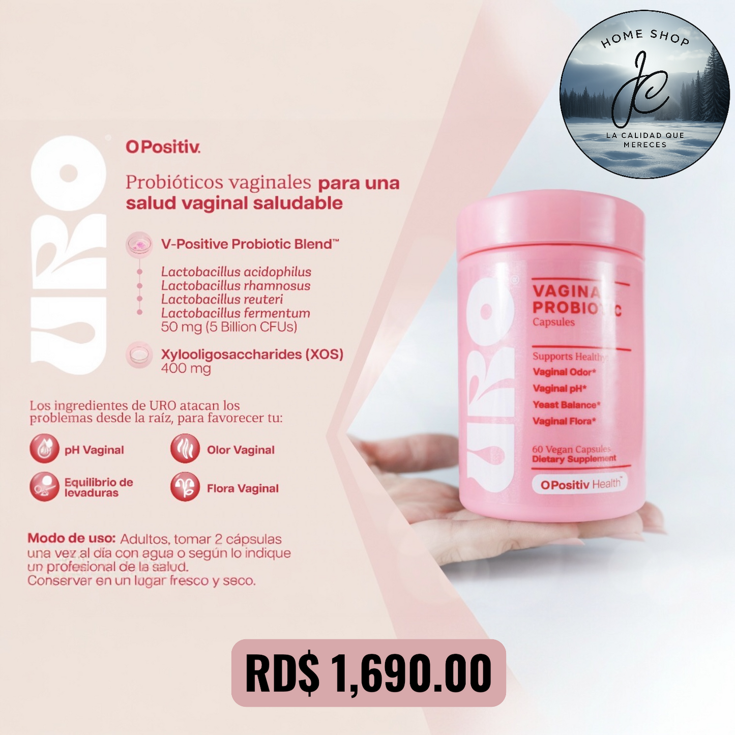 URO VAGINAL PROBIOTICS PARA LA SALUD VAGINAL DE LAS MUJERES, EQUILIBRIO DEL PH.
