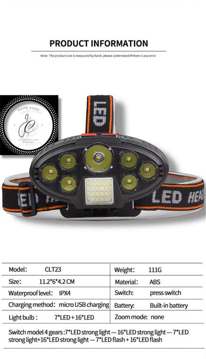 LINTERNA LED DE CABEZA RECARGABLE