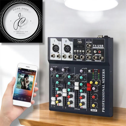 MEZCLADOR DE AUDIO 4 CANALES MIXER F4-USB MD-10723
