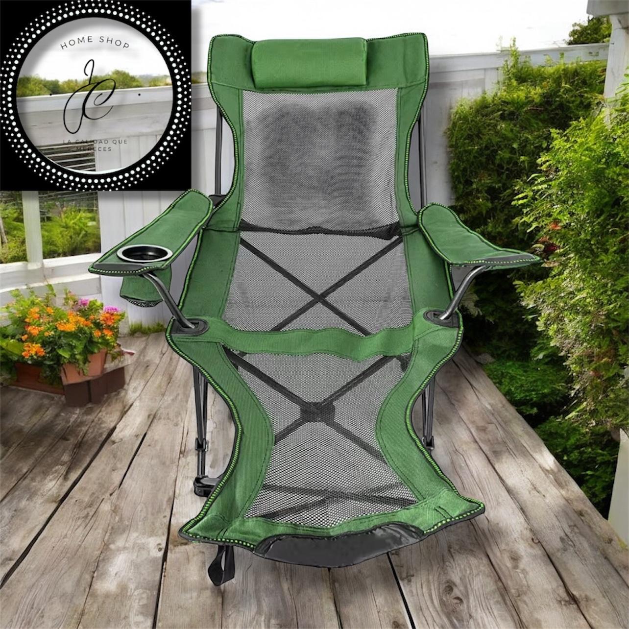 SILLA DE PLAYA PLEGABLE CON PORTAPIÉS