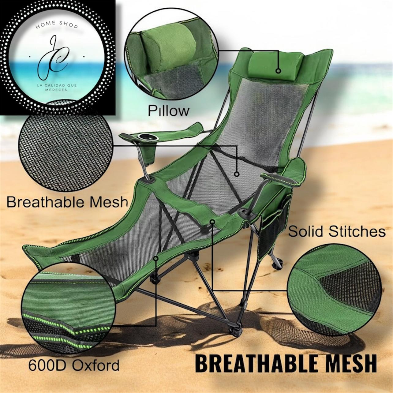 SILLA DE PLAYA PLEGABLE CON PORTAPIÉS