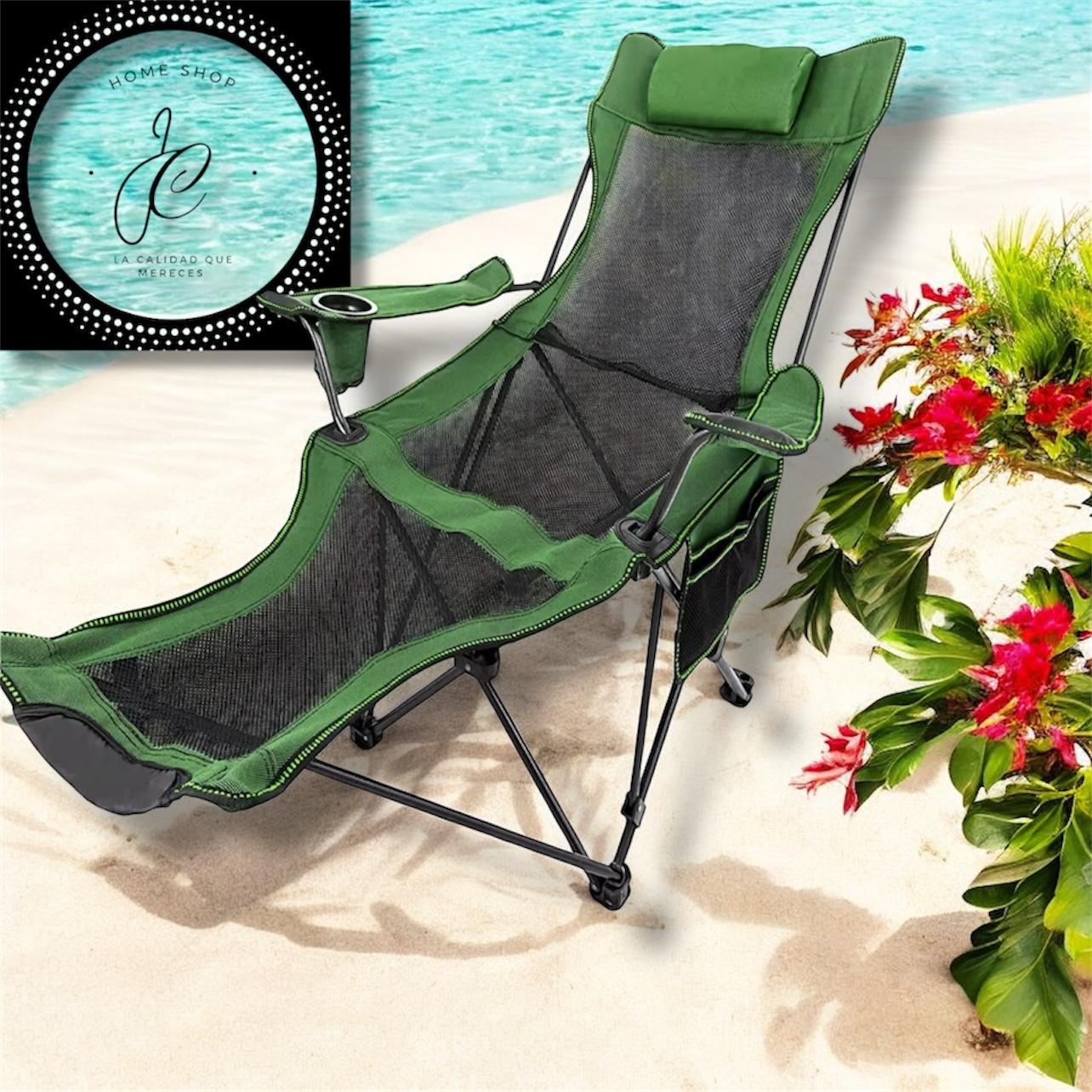 SILLA DE PLAYA PLEGABLE CON PORTAPIÉS