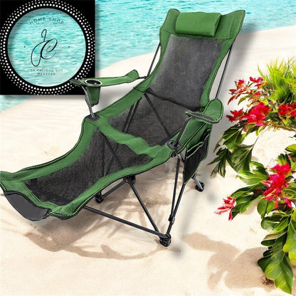 SILLA DE PLAYA PLEGABLE CON PORTAPIÉS