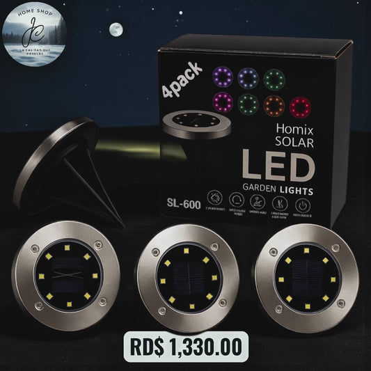 SET DE 4 LUCES LED PARA JARDÍN CON PANEL SOLAR SL-600