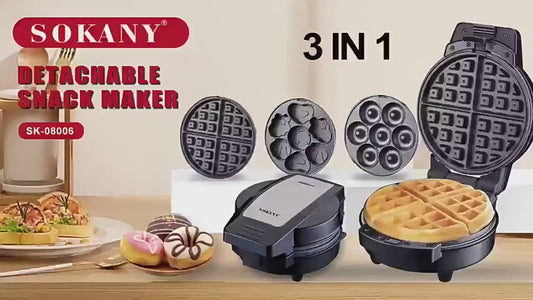 MAQUINA DE WAFFLES 3 EN 1 SK-08006